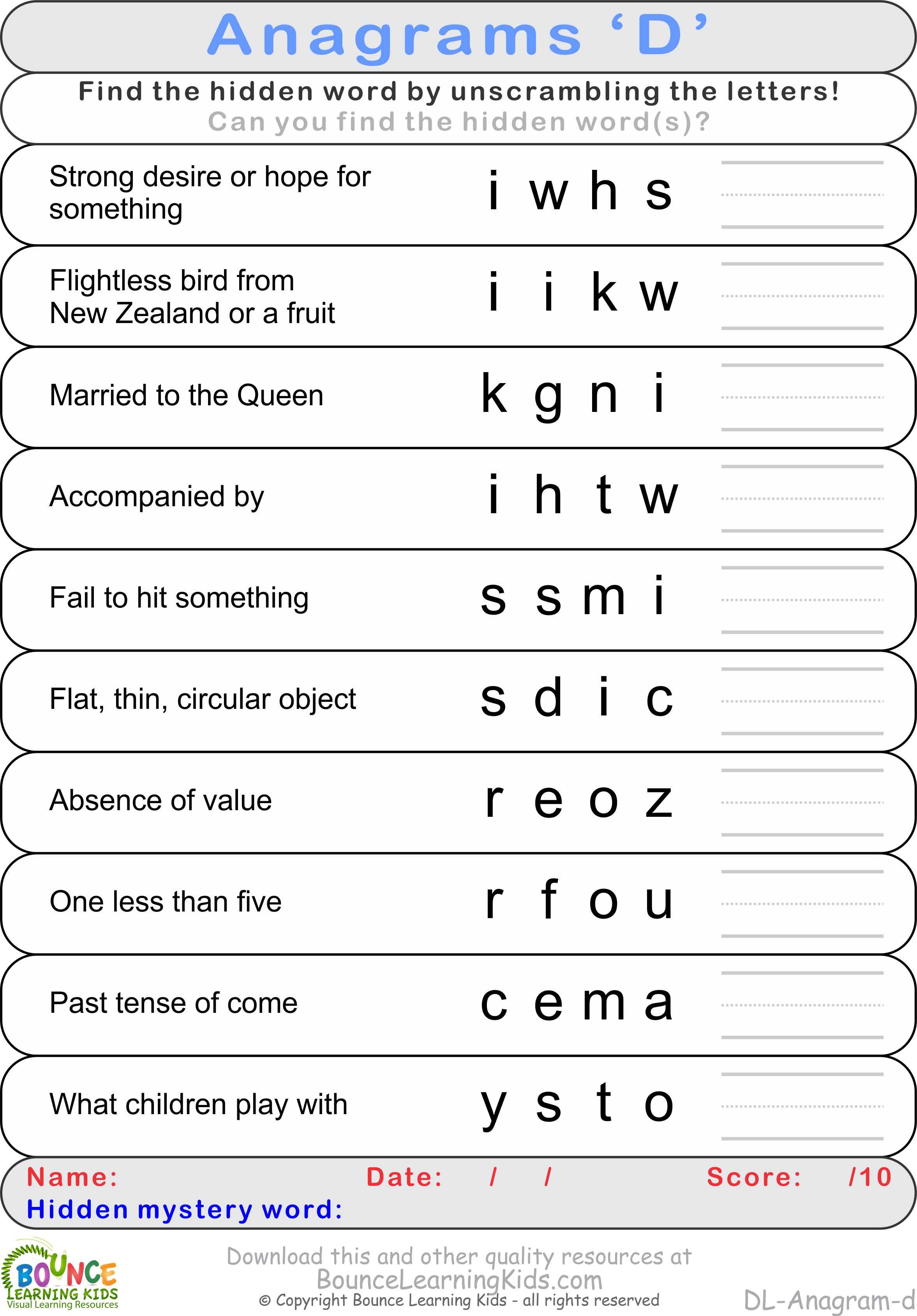 Anagrams PORTALLAS
