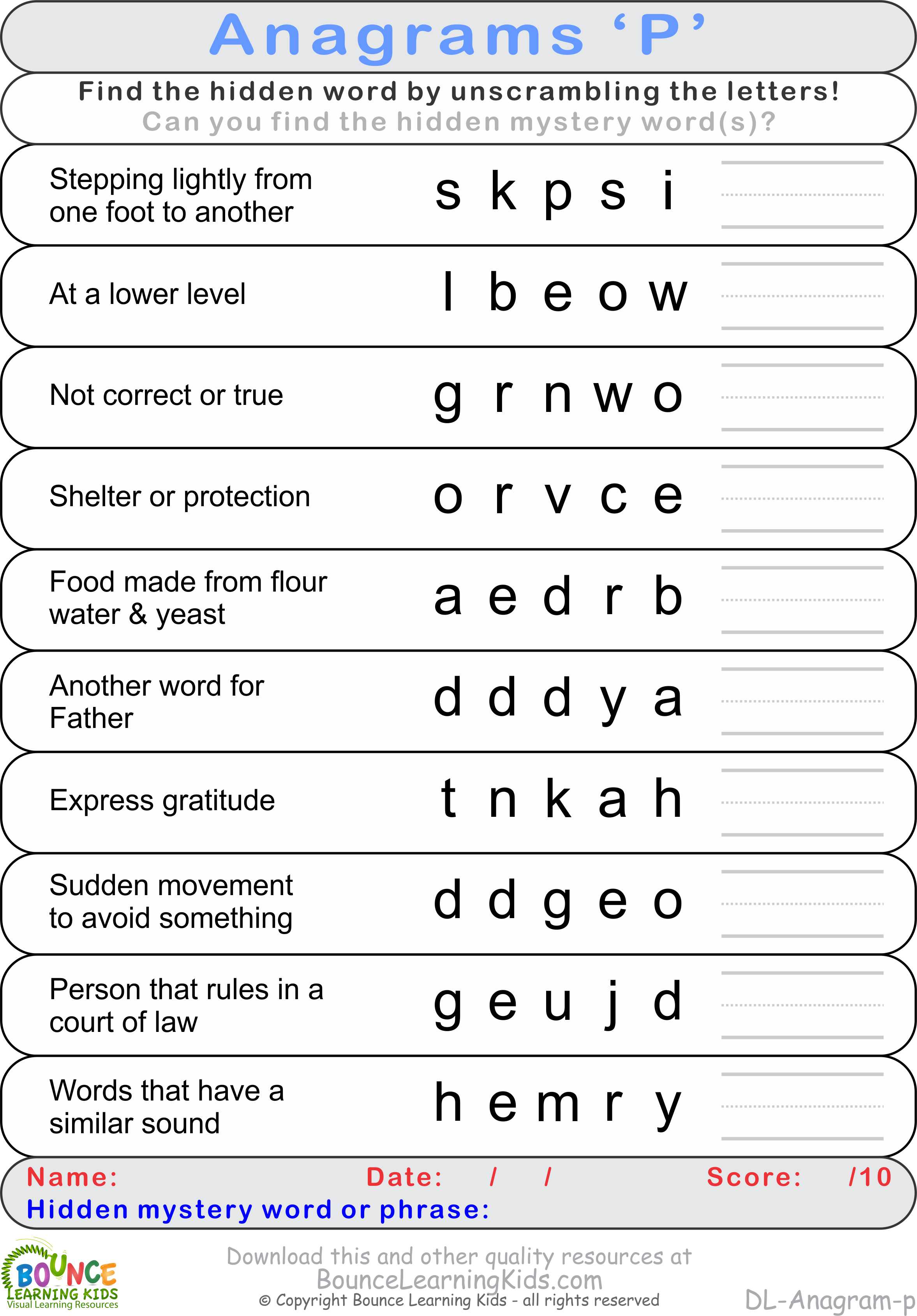 Anagrams PORTALLAS